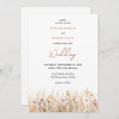 Boho neutraal aards pastel wilde bloemen weide kaart (Voorkant / Achterkant)