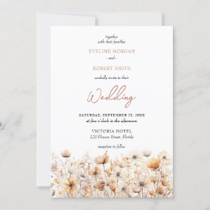 Boho neutraal aards pastel wilde bloemen weide kaart
