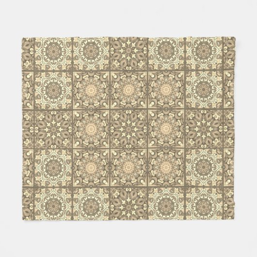 Boho Neutral Beige geïnspireerde quiltpatroon Fleece Deken (Voorkant (Horizontaal))