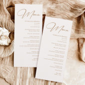 Boho Neutral Champagne Menu Mariage