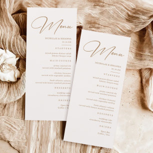 Boho Neutral Champagne Menu Mariage