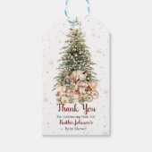 Boho Neutral Christmas Baby shower Cadeaulabel (Voorkant)