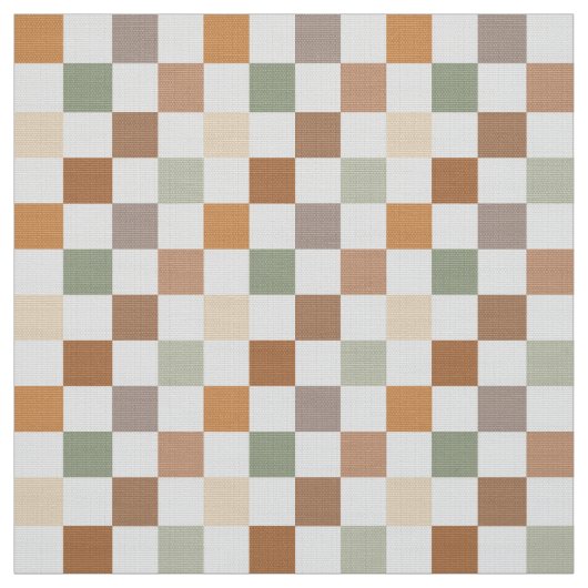 Boho Neutral Earthy Checker Checkerboard Checkered Stof (Swatch)