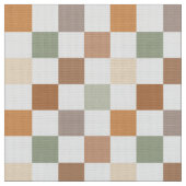 Boho Neutral Earthy Checker Checkerboard Checkered Stof (Close Up)