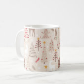 Boho Neutral Flat Christmas Trees Woodland Animals Koffiemok (Voorkant links)