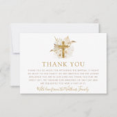 Boho Neutral Floral Baptême Carte de remerciements (Devant)