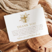 Boho Neutral Floral Baptism Dank je kaart