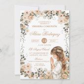 Boho Neutral Floral Première Invitation à la Premi (Devant)