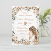 Boho Neutral Floral Première Invitation à la Premi (Debout devant)