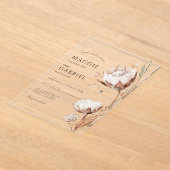 Boho Neutral Floral Wedding Acryl Uitnodigingen (Laagn)