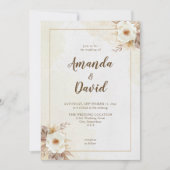 Boho Neutral Floral Wedding Kaart (Voorkant)