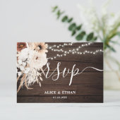 Boho Neutral Flowers Wedding Online RSVP Enclosure Informatiekaartje (Staand voorkant)