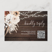 Boho Neutral Flowers Wedding Online RSVP Enclosure Informatiekaartje (Achterkant)