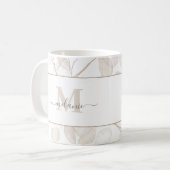 Boho Neutral Lunaria Custom Monogram en Naam Mok (Voorkant links)