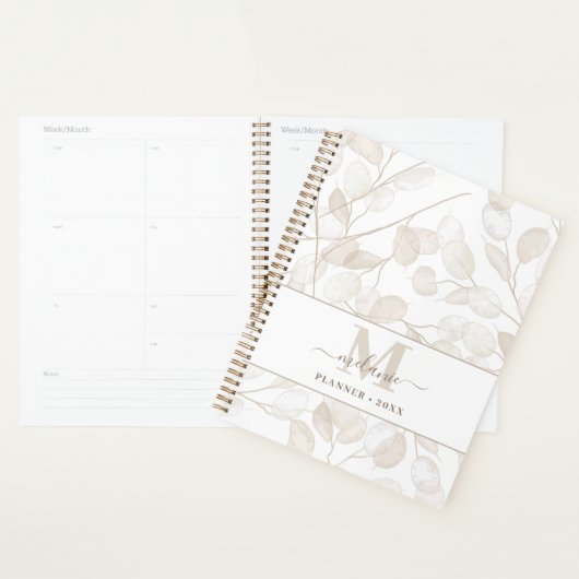 Boho Neutral Lunaria Nom personnalisé Initial (Devant avec enveloppe)