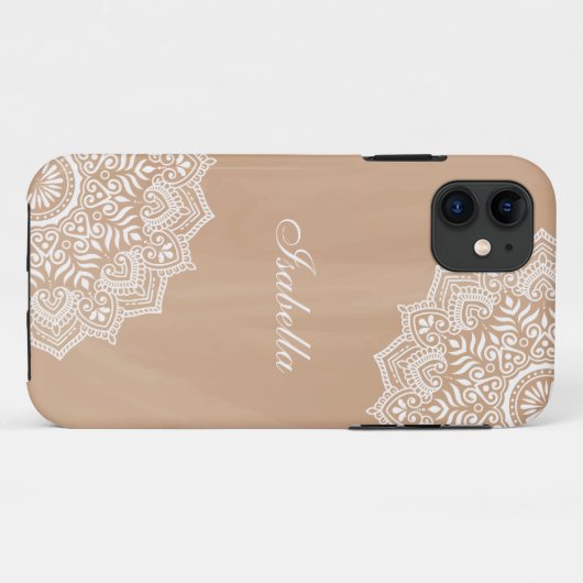 Boho Neutral Mandala Aangepaste Naam Case-Mate iPhone Case (Achterkant (horizontaal))