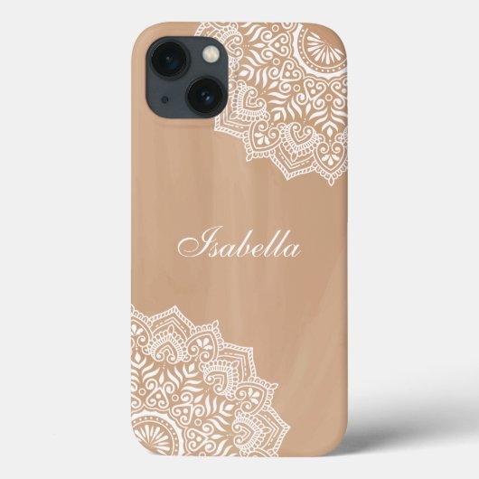 Boho Neutral Mandala Aangepaste Naam Case-Mate iPhone Case (Achterkant)