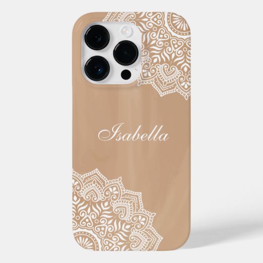 Boho Neutral Mandala Aangepaste Naam Case-Mate iPhone Case (Achterkant)
