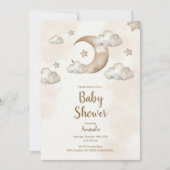 Boho Neutral Moon & Stars Baby shower Uitnodiging (Voorkant)