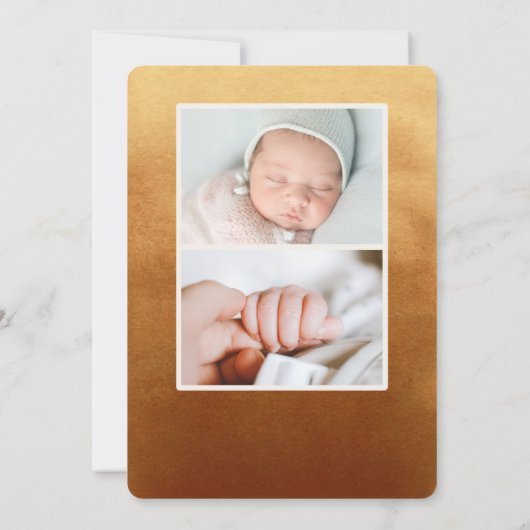 Boho Neutral Ombre Foto Geboortedatum Aankondiging (Achterkant)