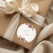 Boho Neutral Paarse Bloemen Wedding Sticker