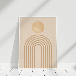 Boho Neutral Perzik Terracotta Sun Rainbow Poster
