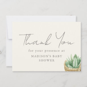 Boho Neutral Plant Baby shower dank u Bedankkaart