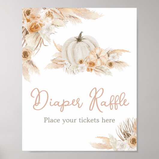 Boho Neutral Pumpkin Baby shower Luierloof Poster (Voorkant)