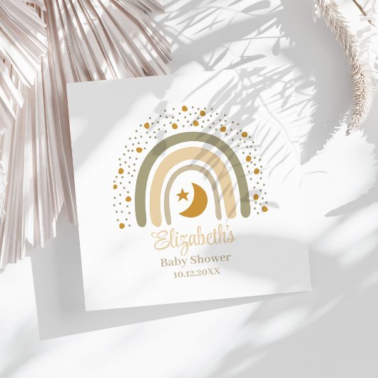 Boho Neutral Rainbow Baby shower Servet