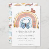 Boho Neutral Rainbow Peach Dusty Blue Butterfly Kaart (Voorkant / Achterkant)