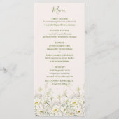 Boho Neutral White Waterverf Wildflower Wedding Menu (Voorkant)