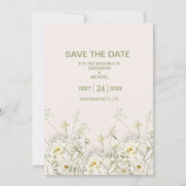 Boho Neutral White Waterverf Wildflower Wedding Save The Date (Voorkant)