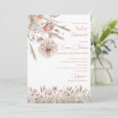 Boho Neutral Wildflower Baby Shower Invitation (Debout devant)