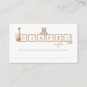 Boho Neutral Wood Block Letters Diaper Raffle Informatiekaartje (Voorkant)