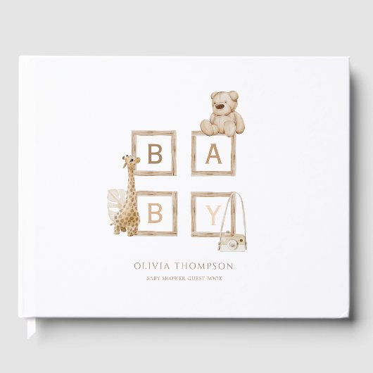 Boho Neutral Wood Block Letters Gastenboek (Voorkant)