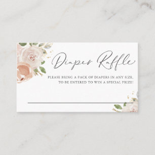 Boho Neutrale Bloemen Gold Foil Diaper Raffle Kaar Visitekaartje