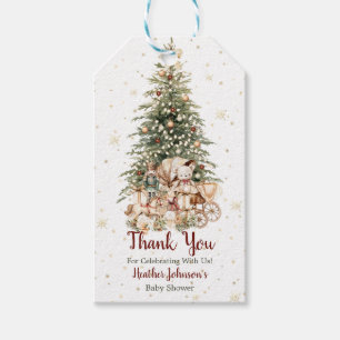 Boho Neutrale Kerst Baby Shower Cadeaulabel