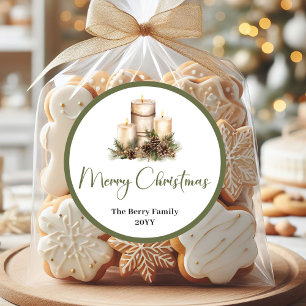 Boho Neutrale Kerstmis Aangepaste Familienaam Stic Ronde Sticker