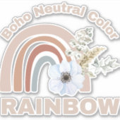 Boho Neutrale Kleur Floral Rainbow Classic Sticker (Voorkant)