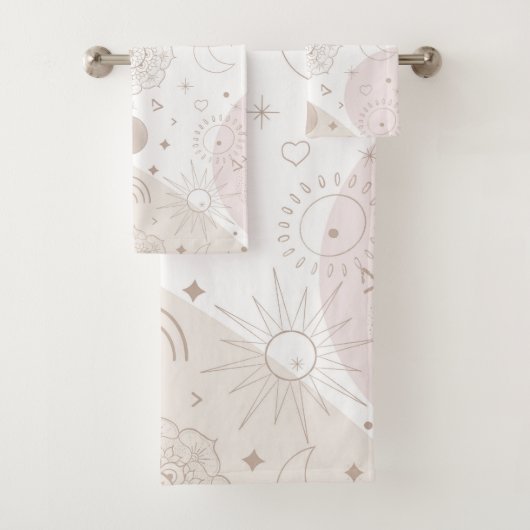 Boho Neutrale Ruimtedoedels Aesthetisch design Bad Handdoek (Insitu)