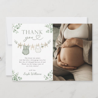 Boho Neutrale Waslijn Meisje Baby Shower Foto Bedankkaart