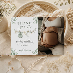 Boho Neutrale Waslijn Meisje Baby Shower Foto Bedankkaart