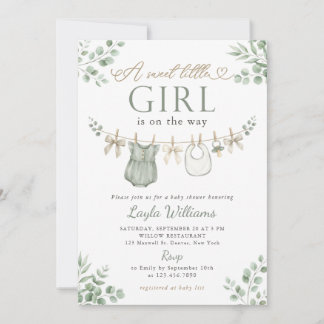 Boho Neutrale Waslijn Meisje Baby Shower Kaart