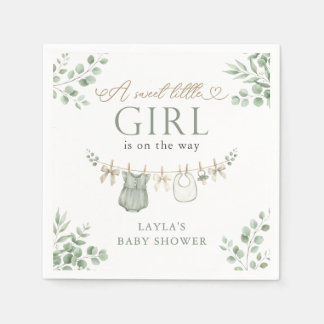 Boho Neutrale Waslijn Meisje Baby Shower Servet