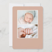 Boho Neutrale Waterverf Elegant Fotoaankondiging Kaart (Achterkant)