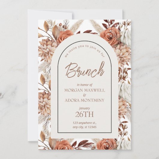Boho Neutrale Waterverf Pampas Bridesmaids Brunch Kaart (Voorkant)