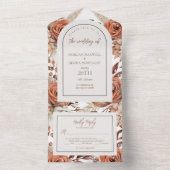 Boho Neutrale Waterverf Pampas Wedding All In One Uitnodiging (Binnen)