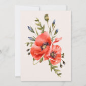 Boho Neutrale Waterverf Poppies Verloving Kaart (Achterkant)