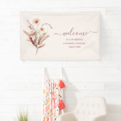 Boho Neutrale Waterverf Wildflower Wedding Banner (Insitu)
