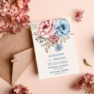 Boho Neutrale Waterverf Wildflower Wedding Invitat Kaart